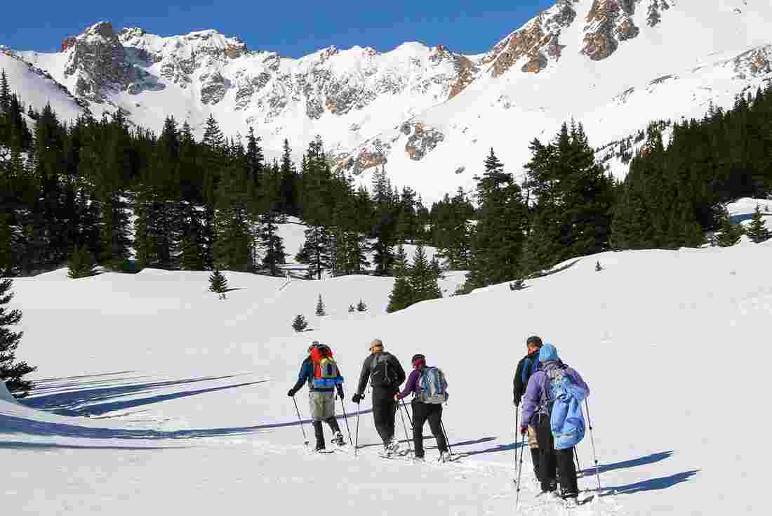 Snowshoeing, Herman Gulch, near Colorado's continental divide, USA