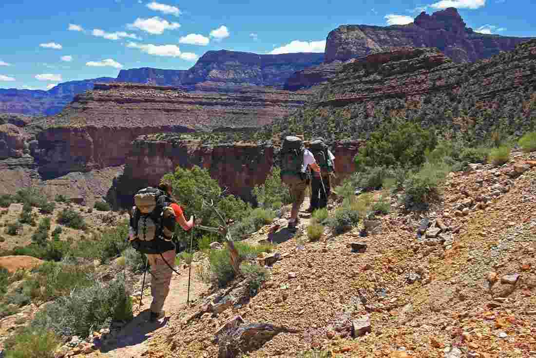 Hikers descending on the Grandview trail in the Grand Canyon, Arizona, U.S.A.