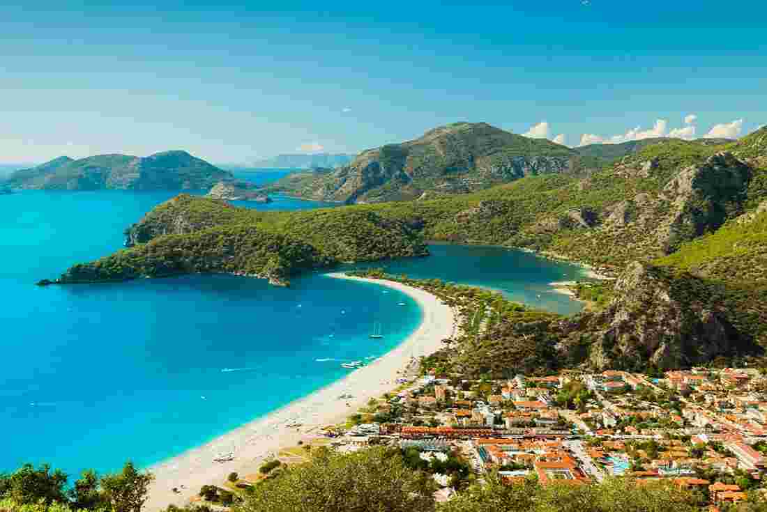 Aerial view of the Blue Lagoon in Fethiye, Turkey