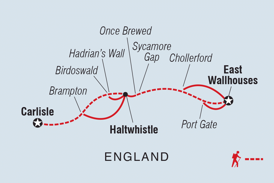 Map of Walk Hadrian’s Wall Highlights including United Kingdom