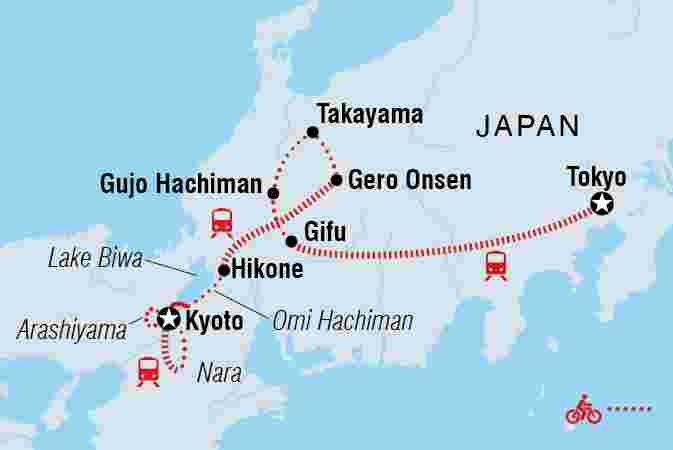 Map of Cycle Japan including Japan