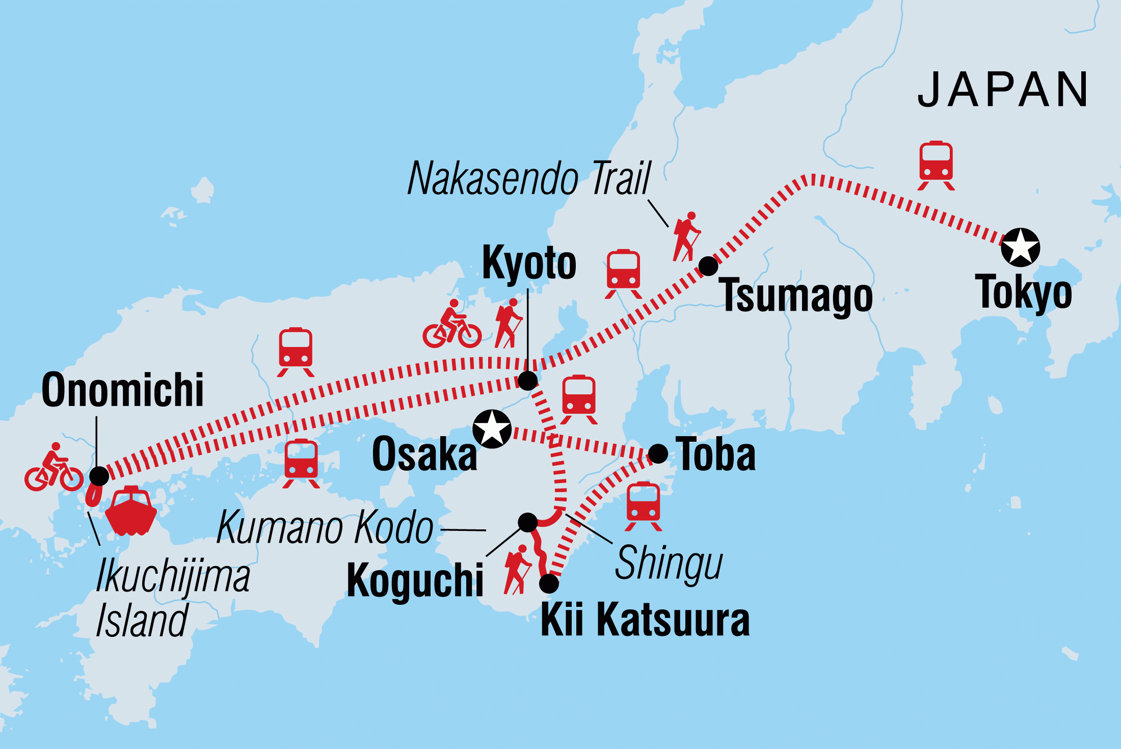 Map of Japan: Hike, Bike & Kayak including Japan