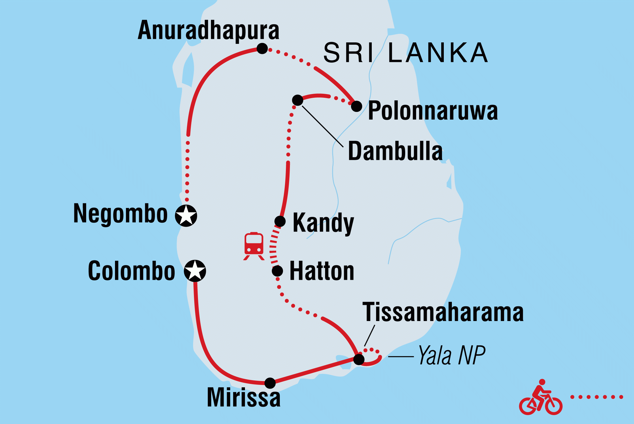 Map of Cycle Sri Lanka including Sri Lanka