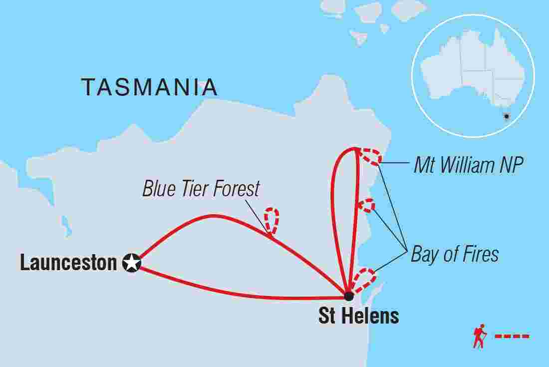 Map of Walk Tasmania's Bay of Fires including Australia
