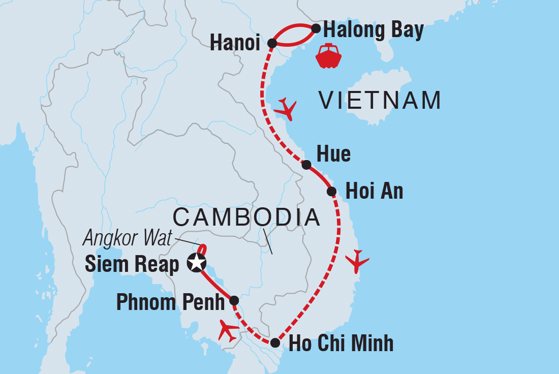Map of Premium Vietnam & Cambodia including Cambodia and Vietnam