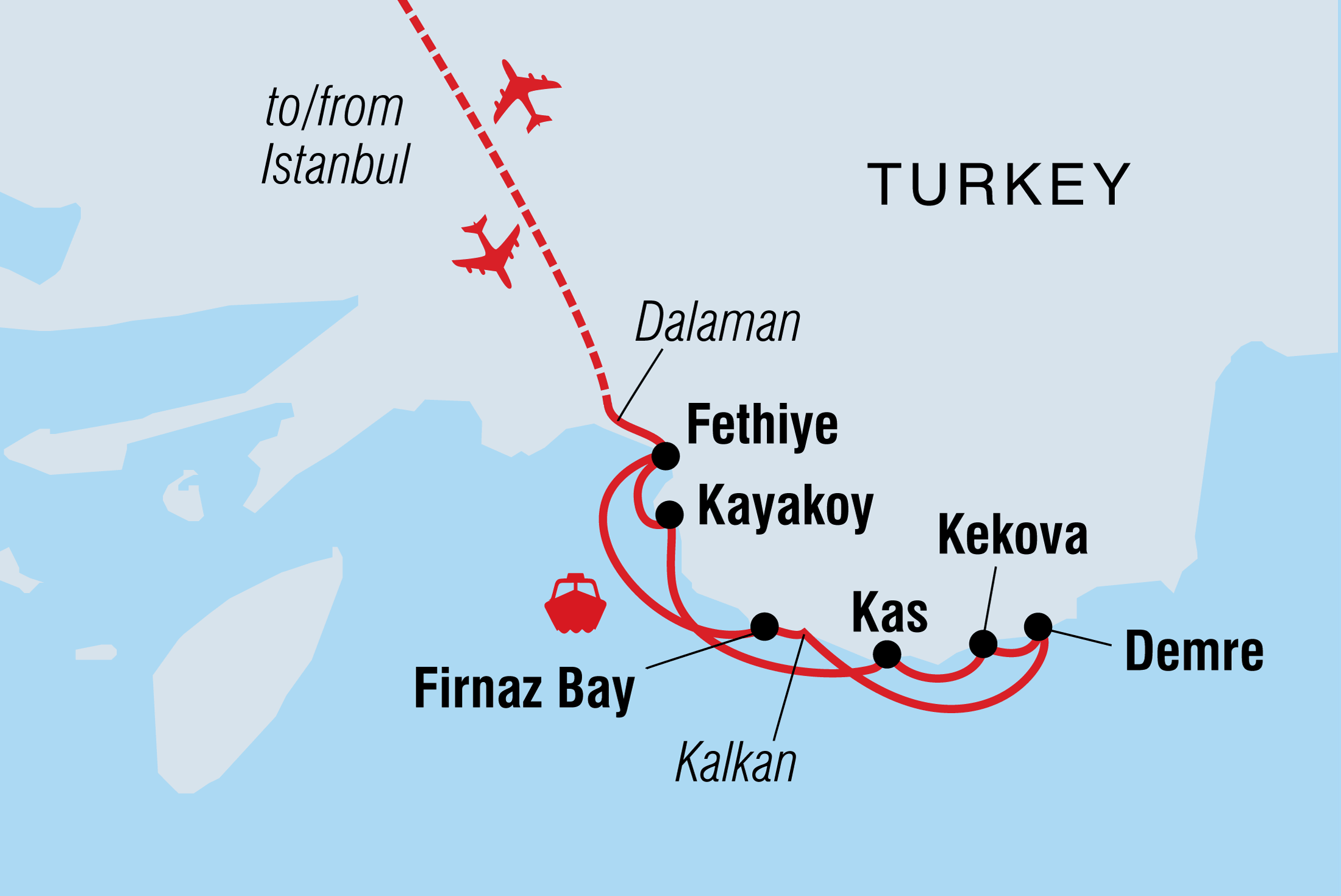 Map of Cruising the Turkish Coast including Turkey
