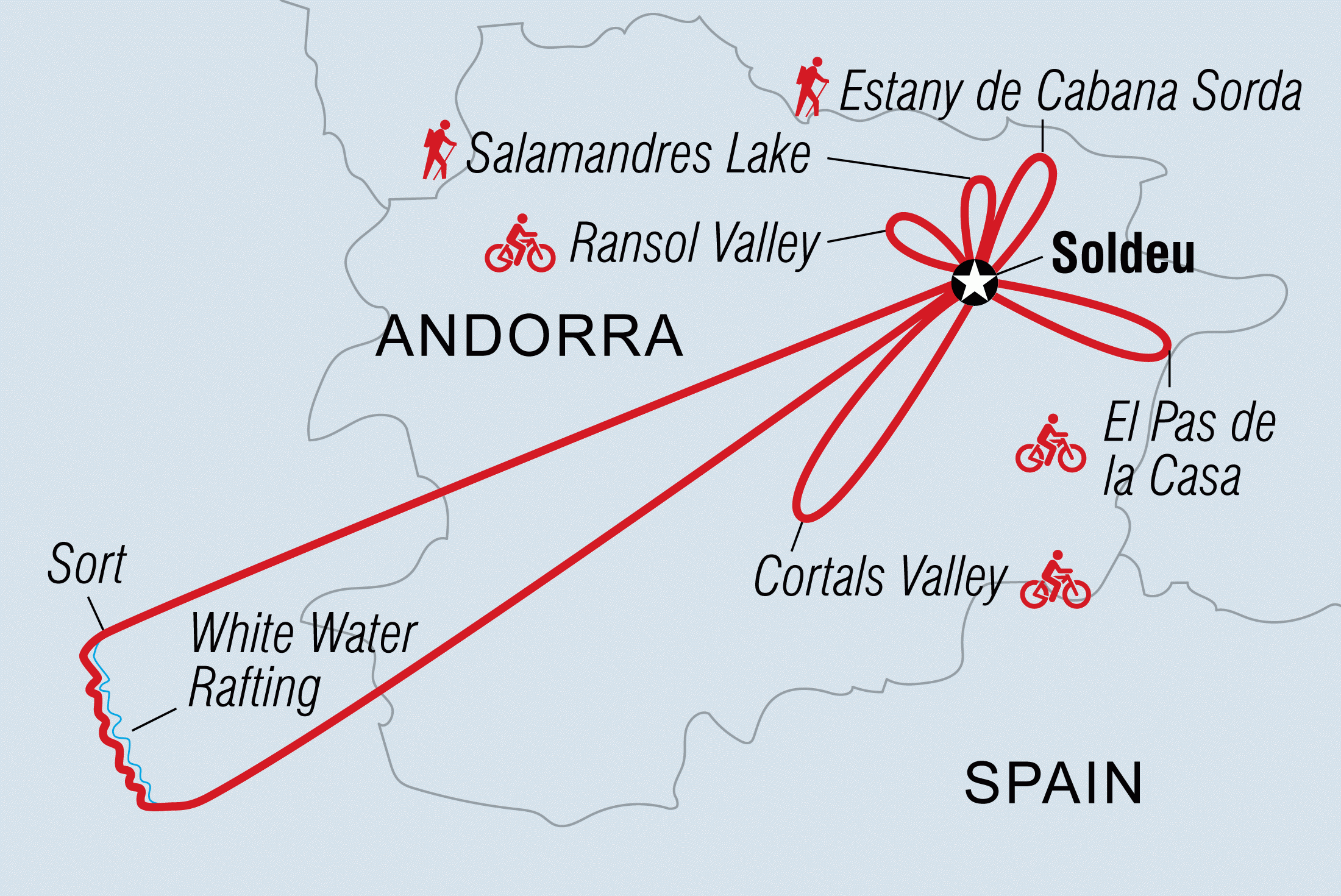 Map of Andorra: Hike, Bike & Raft including Andorra