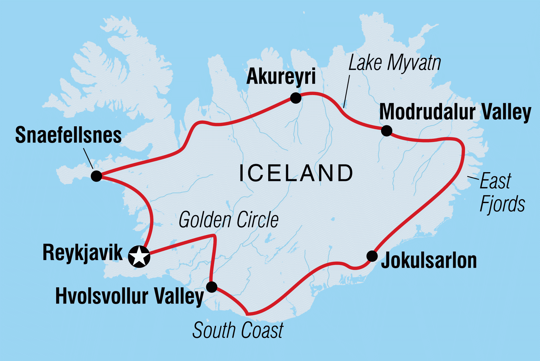 Map of Iceland Discovery including Iceland