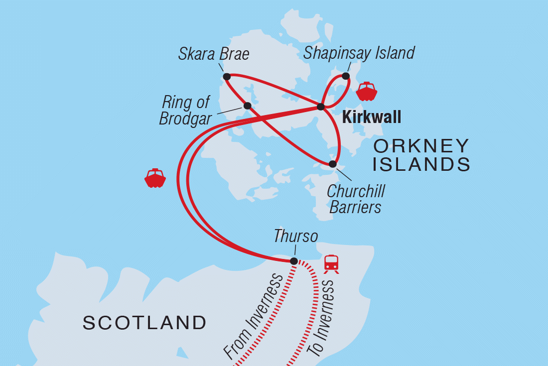 Map of Scotland's Orkney Islands including United Kingdom