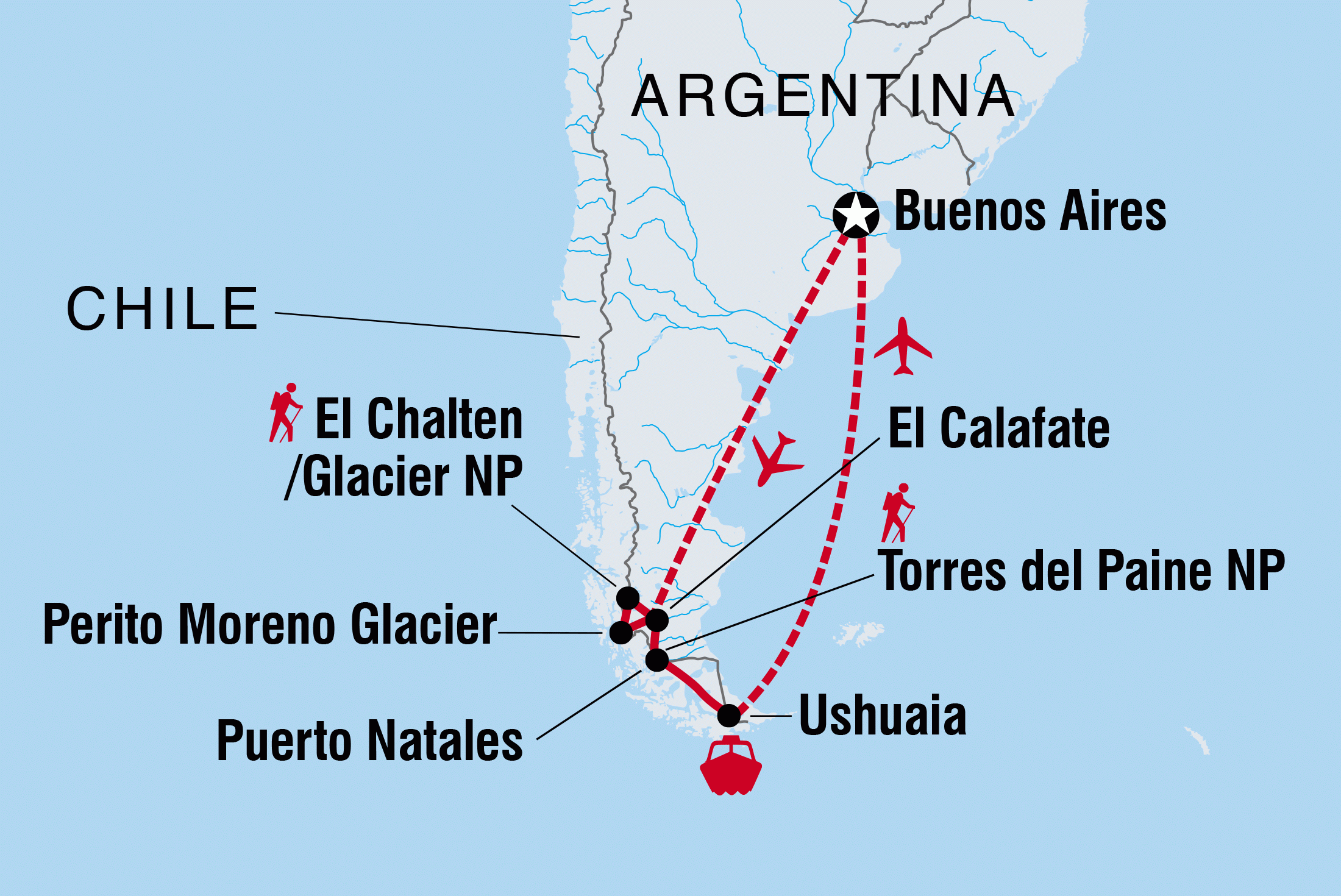 chile argentina travel itinerary