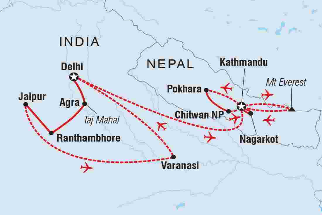 Map of Premium India & Nepal including India and Nepal