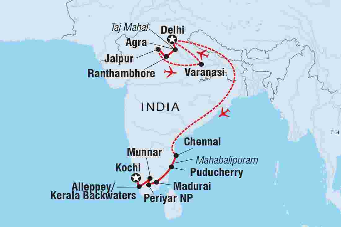 Map of Premium North & South India including India