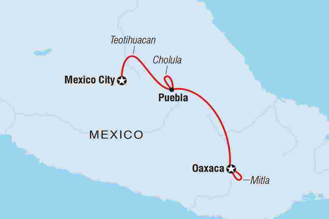 Map of Premium Mexico City to Oaxaca including Mexico