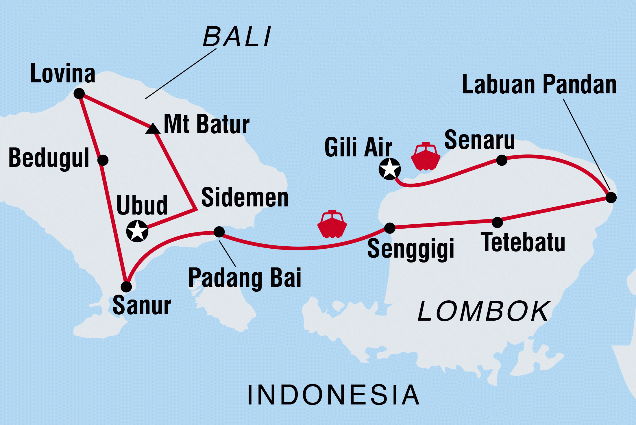 Map of Bali & Lombok Adventure including Indonesia
