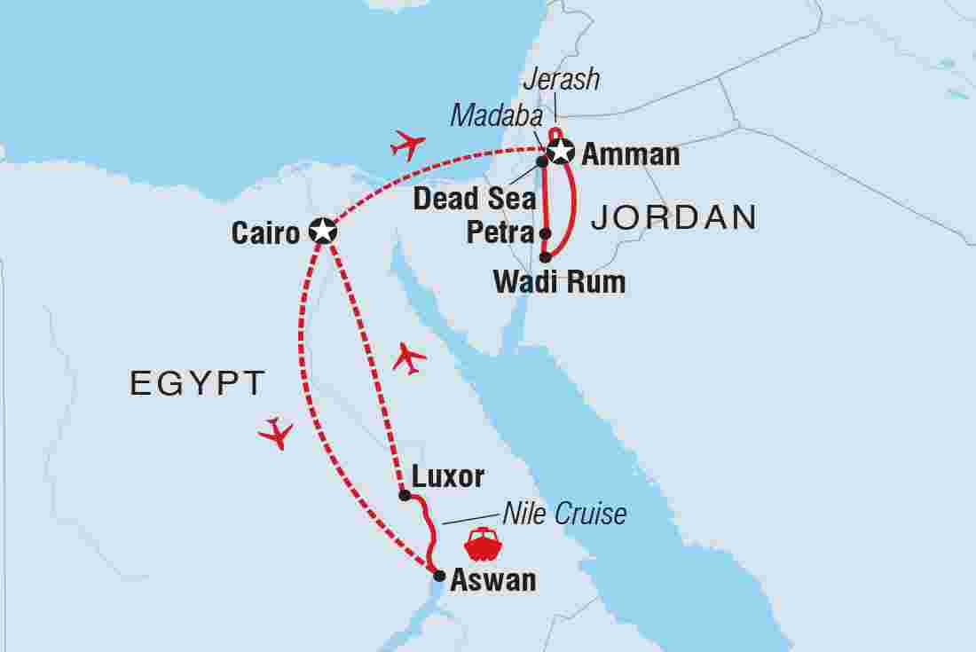 Map of Premium Egypt & Jordan including Egypt and Jordan