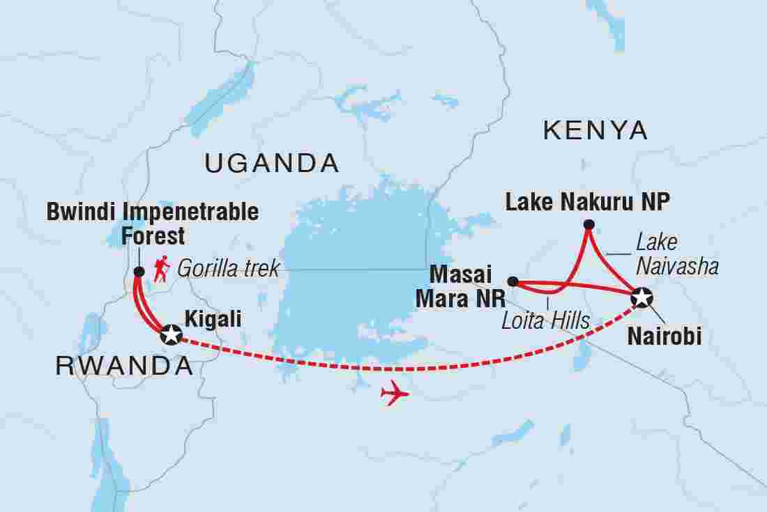 Map of Premium Uganda, Rwanda & Kenya  including Kenya, Rwanda and Uganda