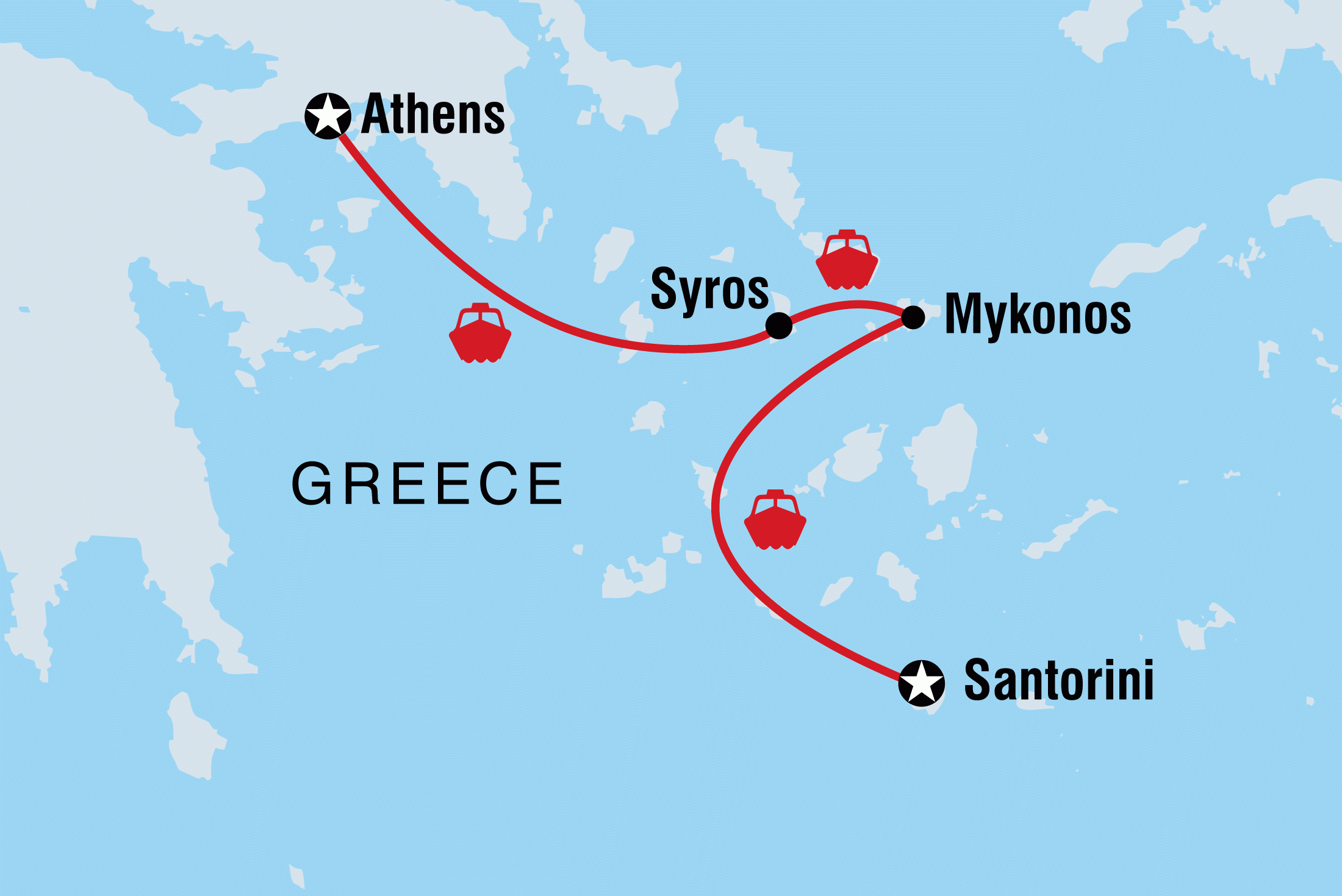 How far is athens greece from santorini greece
