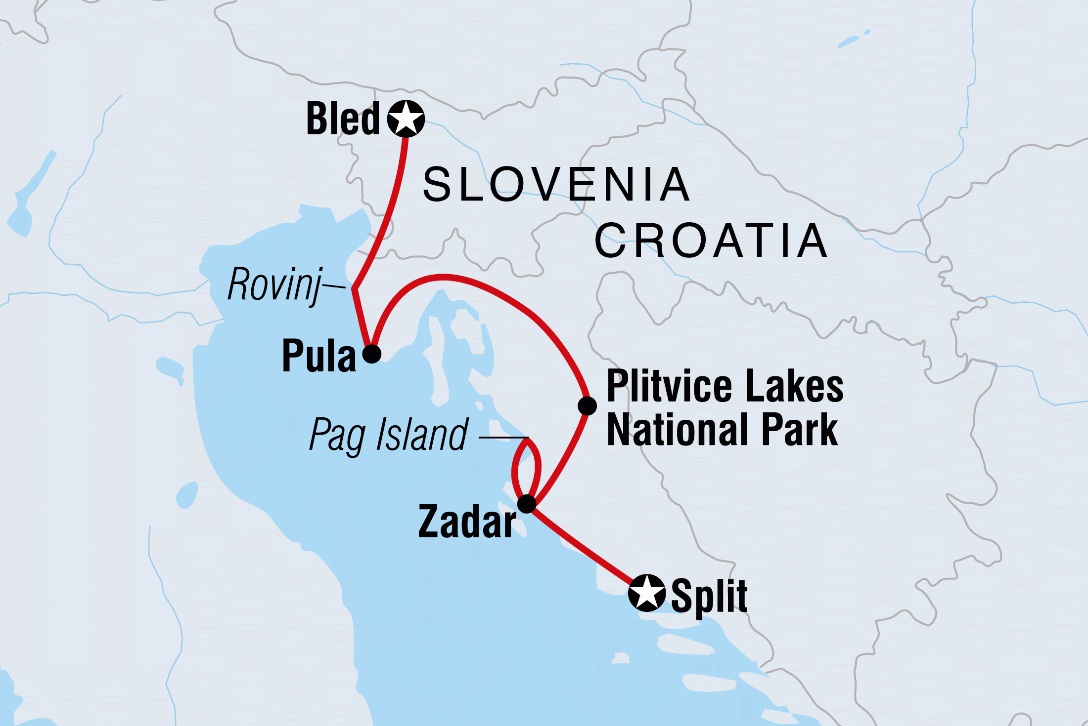 Map of Croatia & Slovenia including Croatia and Slovenia