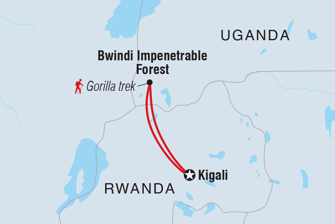 Map of Premium Rwanda & Gorillas Of Uganda including Rwanda and Uganda