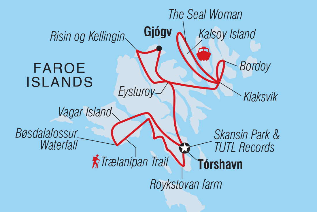 Map of Explore Faroe Islands including Faroe Islands