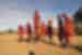 Masai tribe jump in red robes
