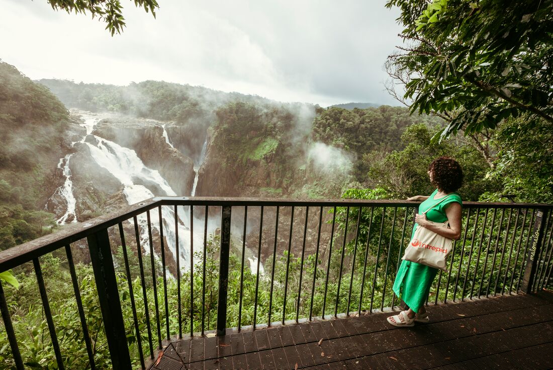 Taking in the Din Din Barron Falls in Barron Gorge National Park