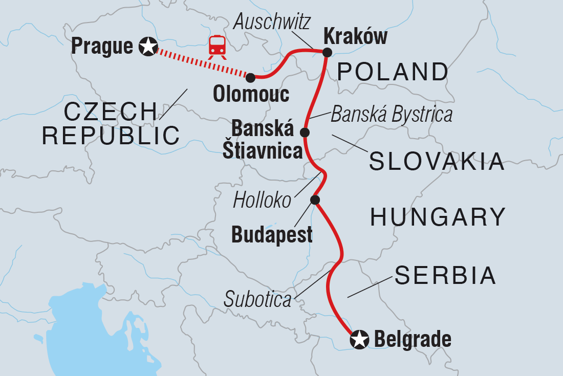 Map of Premium Central Europe including Czech Republic, Hungary, Poland, Serbia and Slovakia