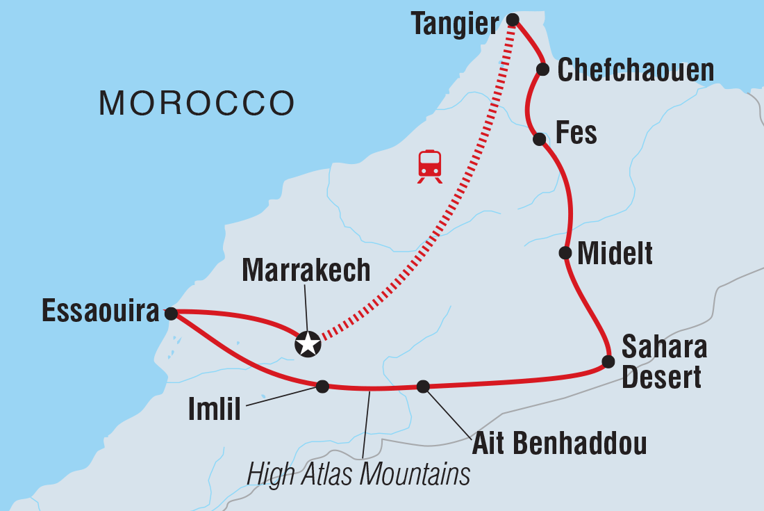 Map of Best Of Morocco Family Holiday including Morocco