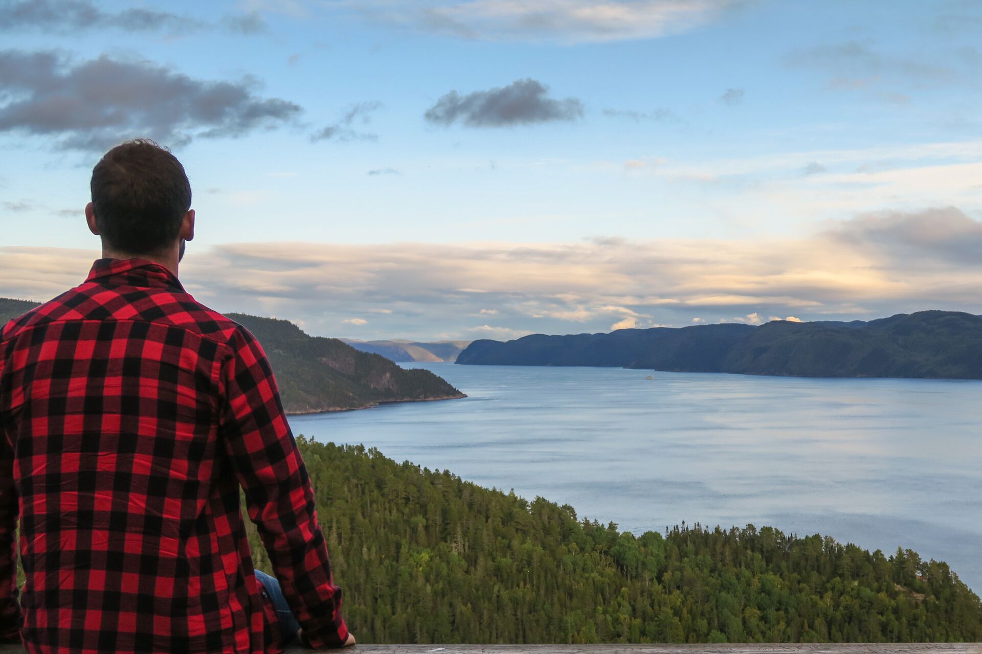 Looking out over the Sanguenay Fjord above the village of Saint Rose du Nord in Quebec