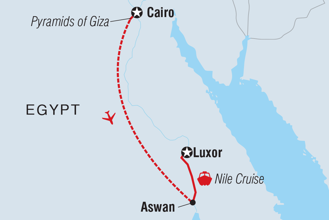 Map of Egypt Premium Family Holiday including Egypt