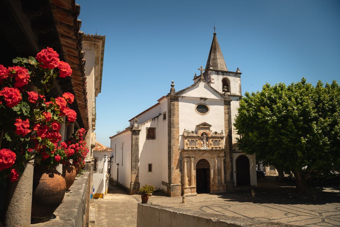 Santa Maria Church in old town of Obidos, Portugal