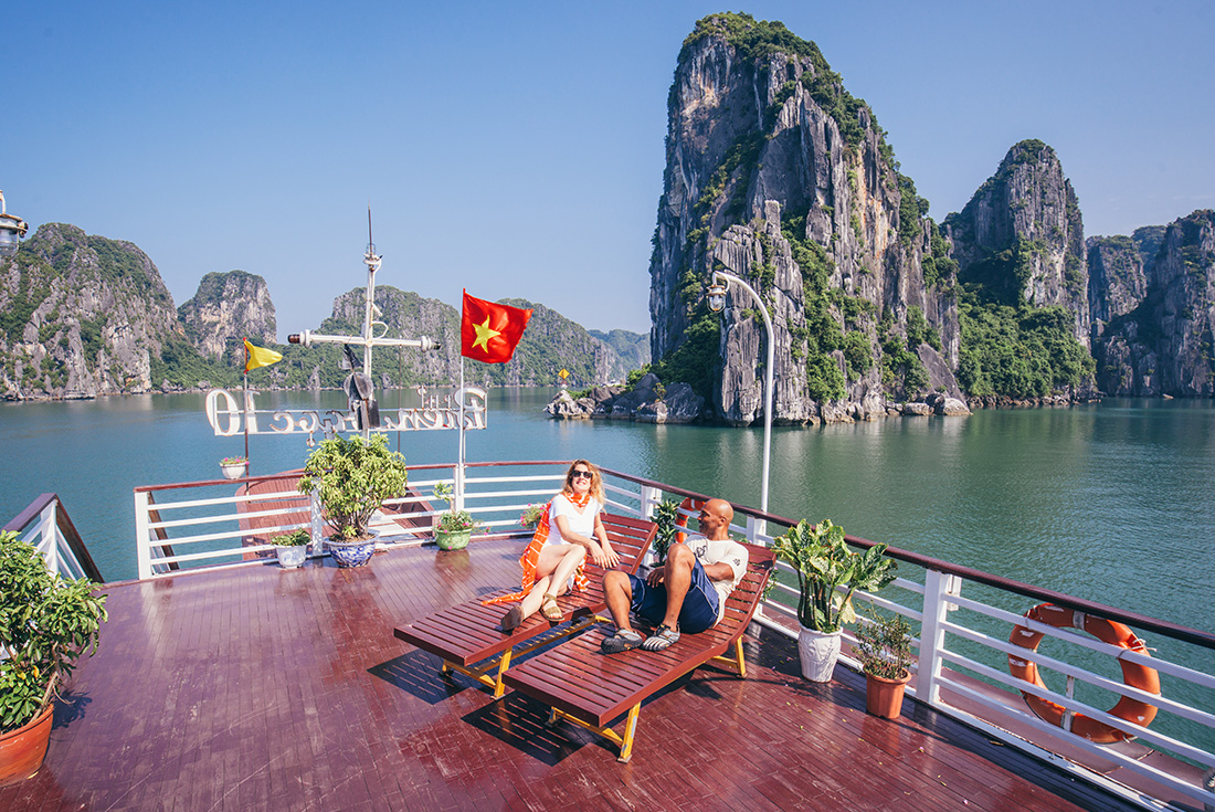 Vietnam insights with Peregrine Adventures: Halong Bay relaxing on the Deck