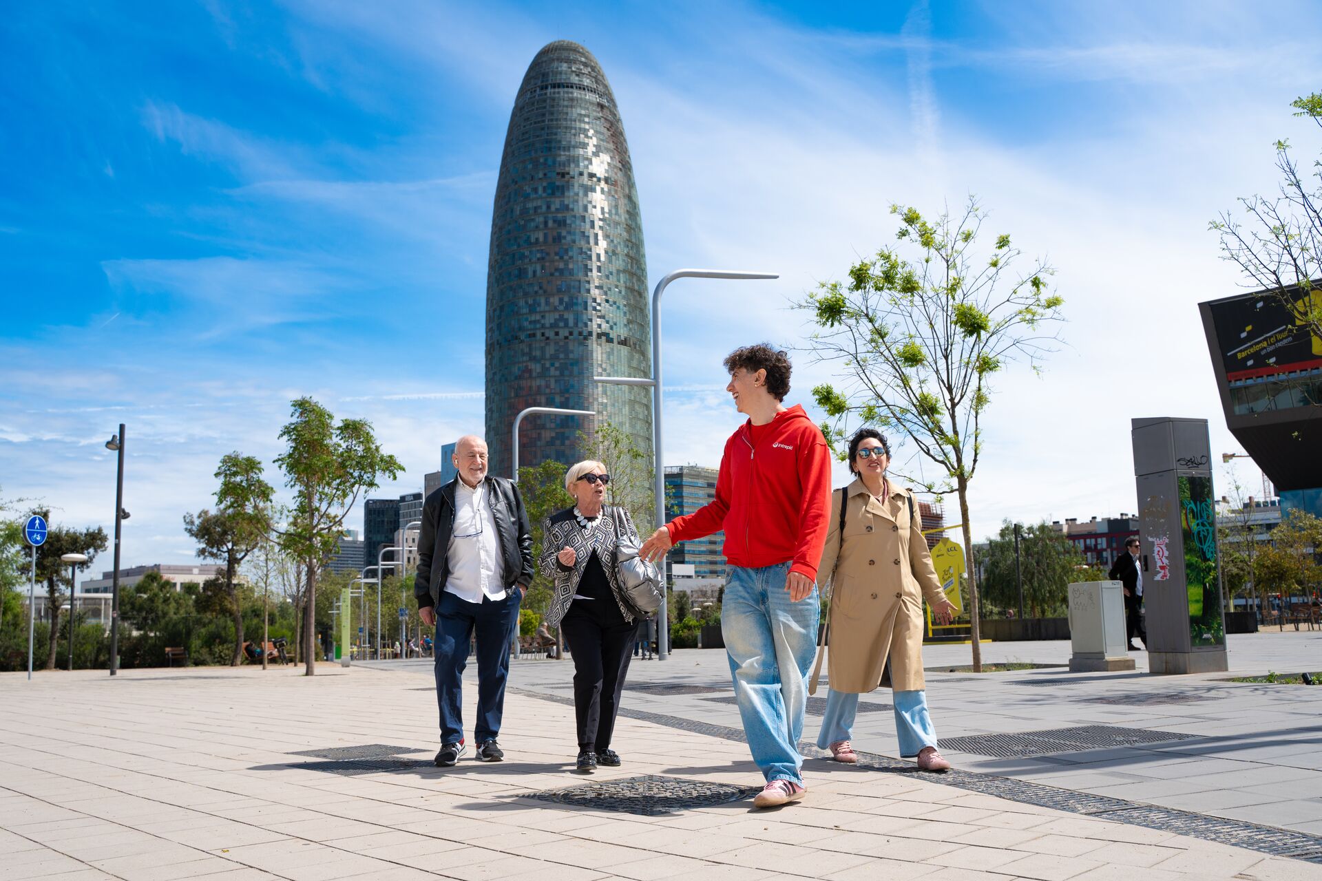 Walking around Barcelona's iconic Torre Glòries