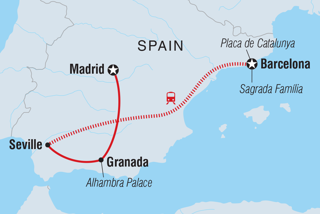 Map of Highlights Of Southern Spain including Spain