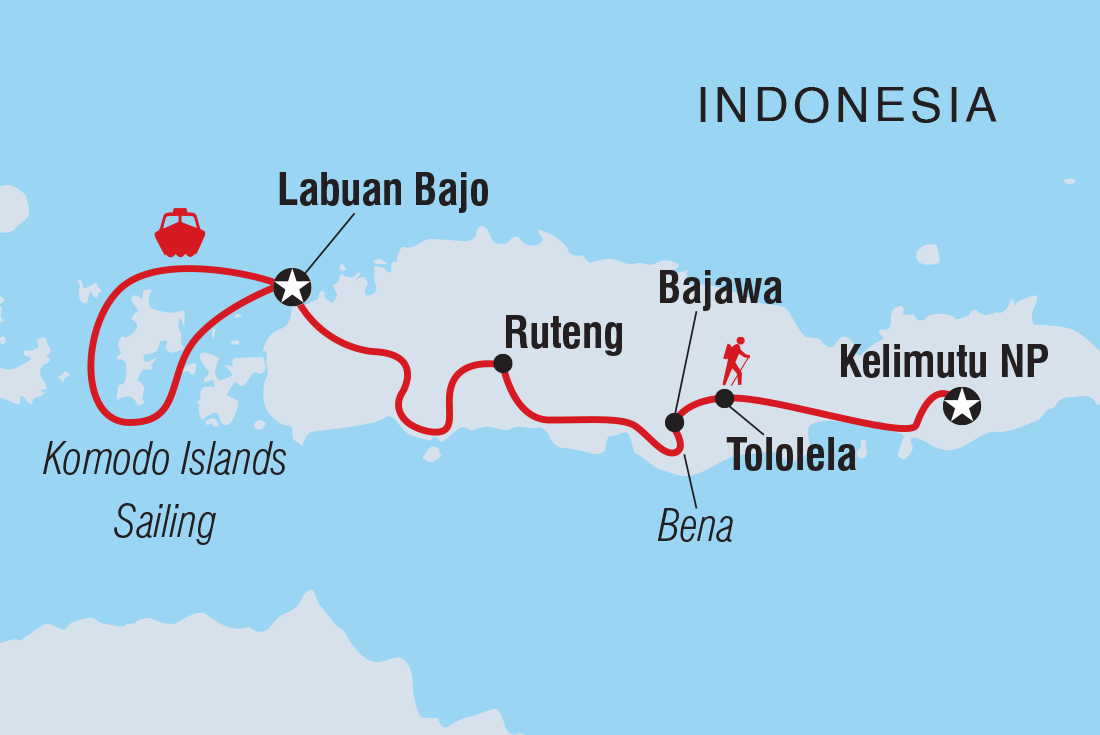 Map of Komodo & Flores Adventure including Indonesia