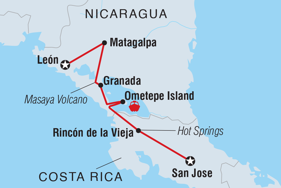 Map of Discover Nicaragua & Costa Rica including Costa Rica and Nicaragua