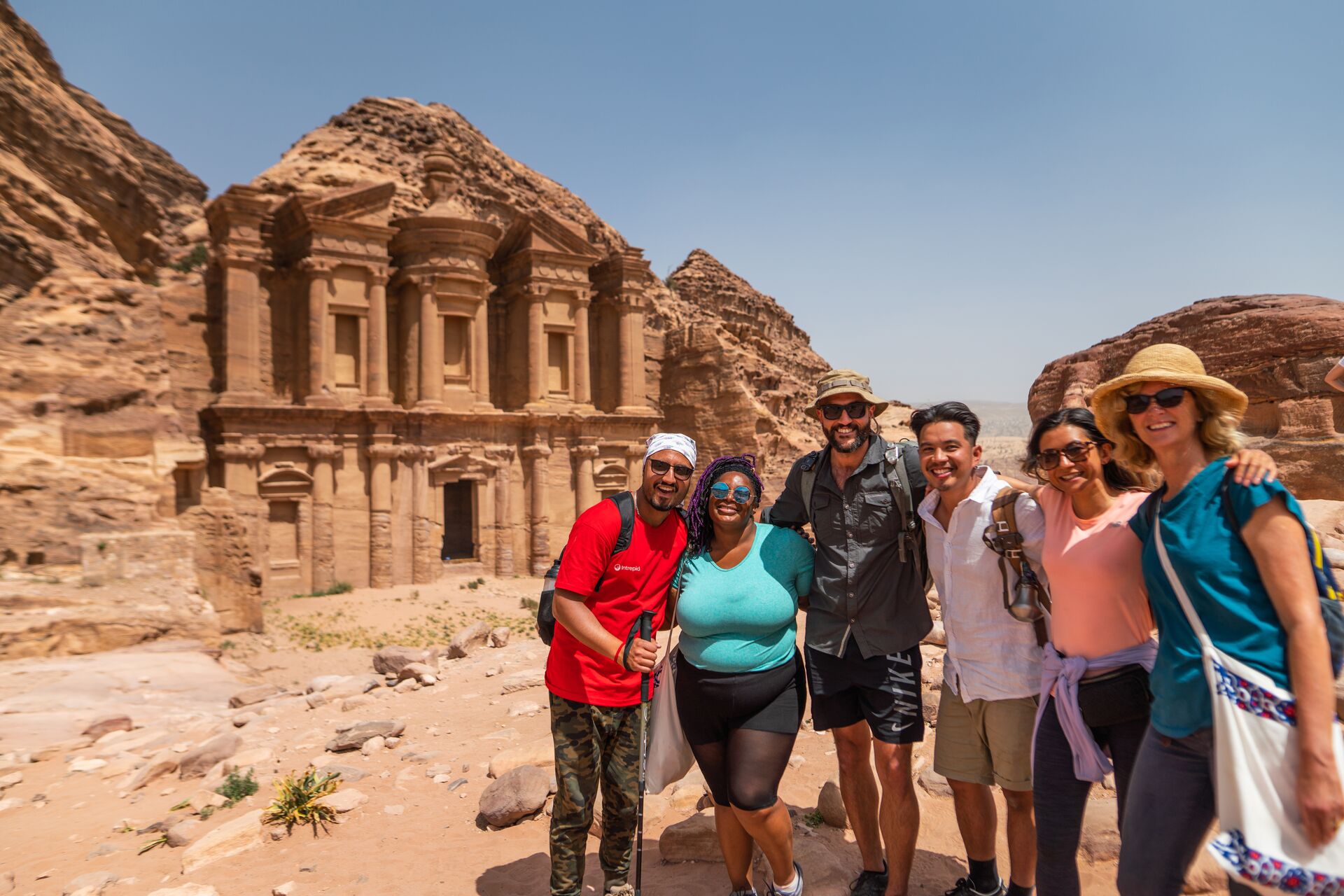 Outside Petra's Monastery in the desert of Jordan