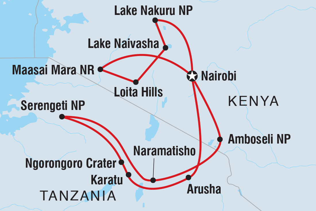 Map of The Maasai Heartlands including Kenya and Tanzania, United Republic Of