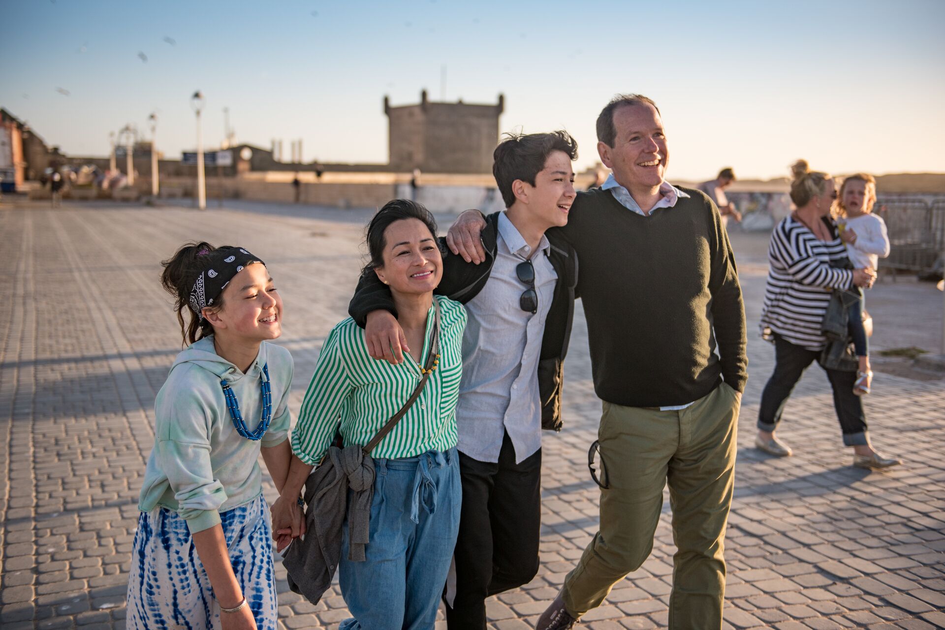 Take a family stroll along the waterfront of Essaouira