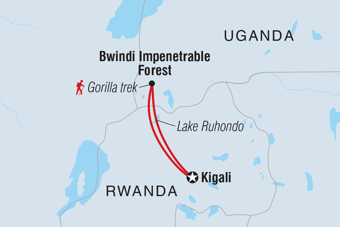 Map of Premium Rwanda & Gorillas Of Uganda including Rwanda and Uganda