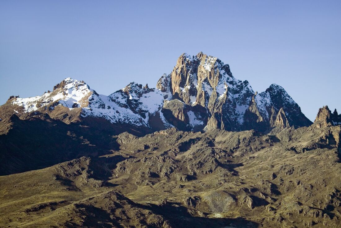 A wide landscape view of Mount Kenya 