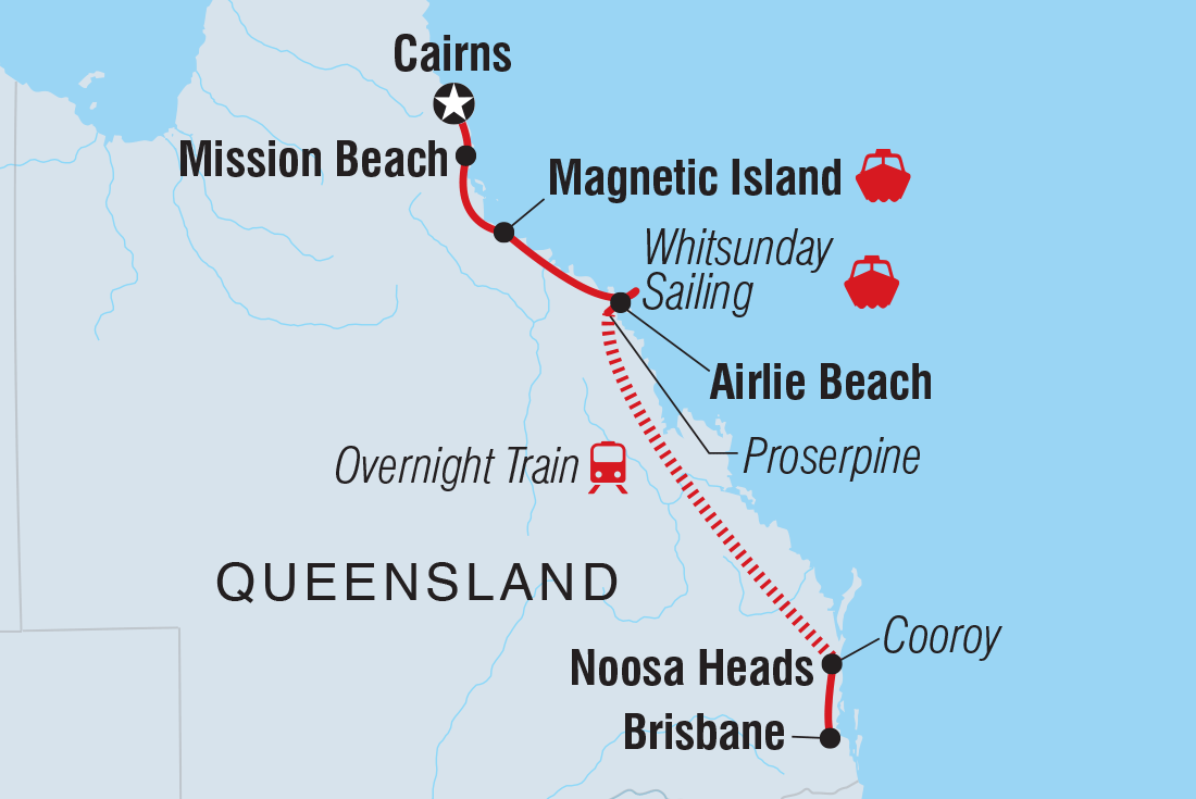 Map of Essential Brisbane To Cairns including Australia