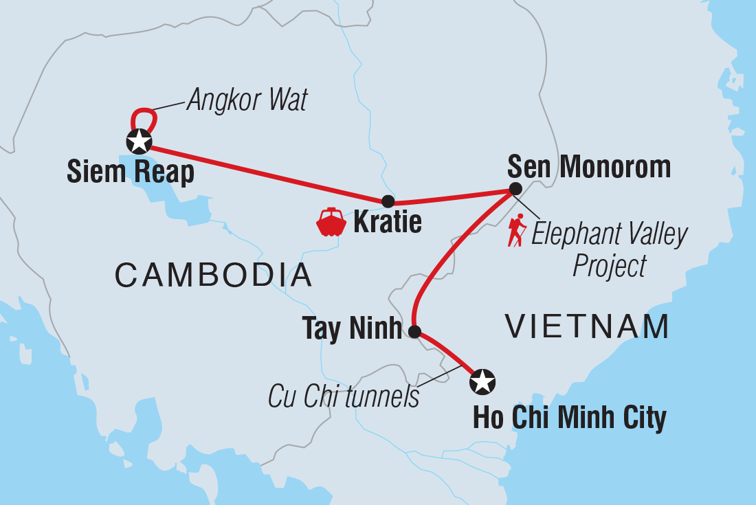Map of Cambodia Family Holiday With Teenagers including Cambodia and Vietnam