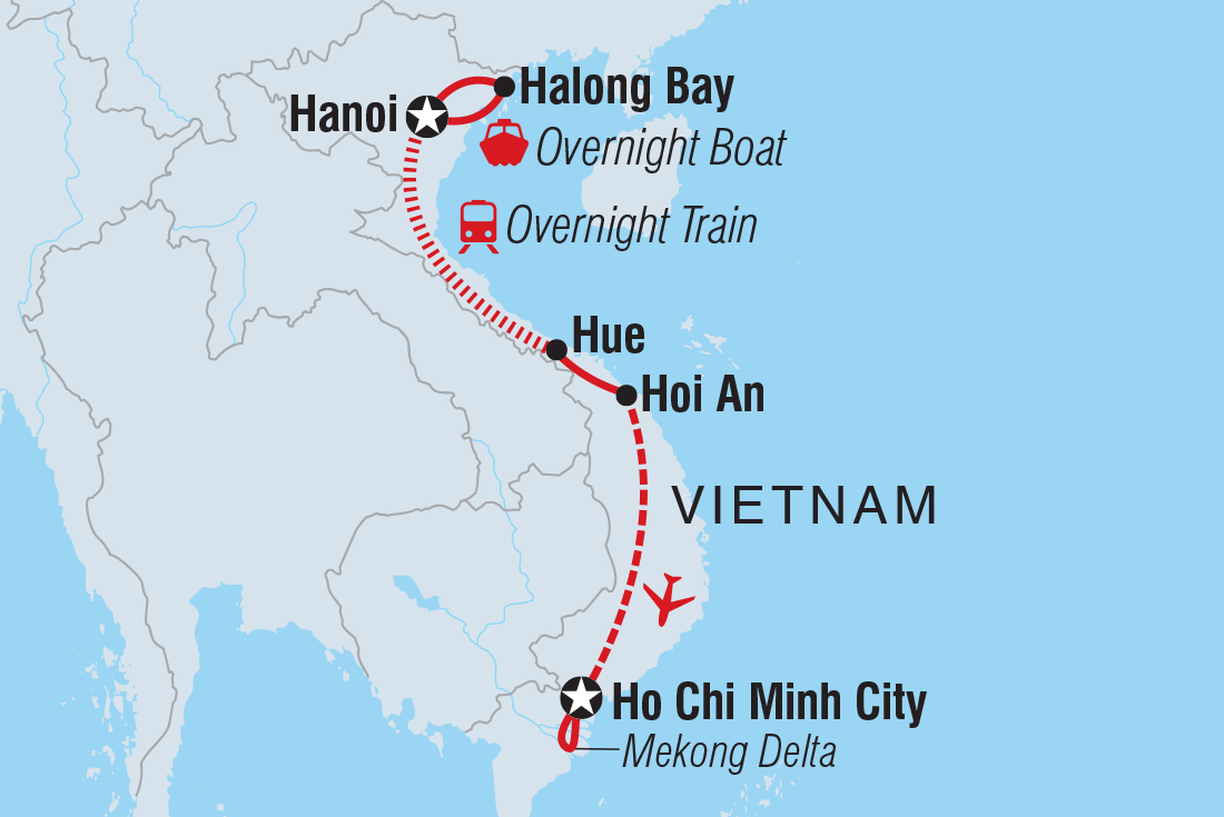 Map of Vietnam Express Southbound including Vietnam
