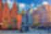 The colourful streets and buildings of Wroclaw, Poland and people walking