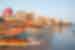 Traditional colourfully painted fishing boats on the beach of Dakar in Senegal