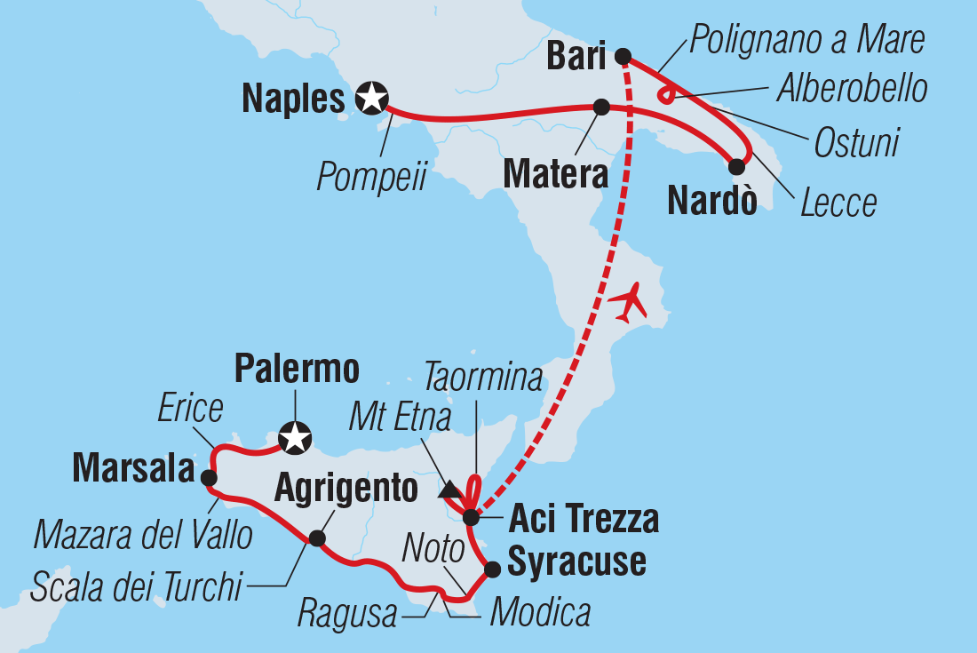 Map of Premium Sicily And Puglia including Italy