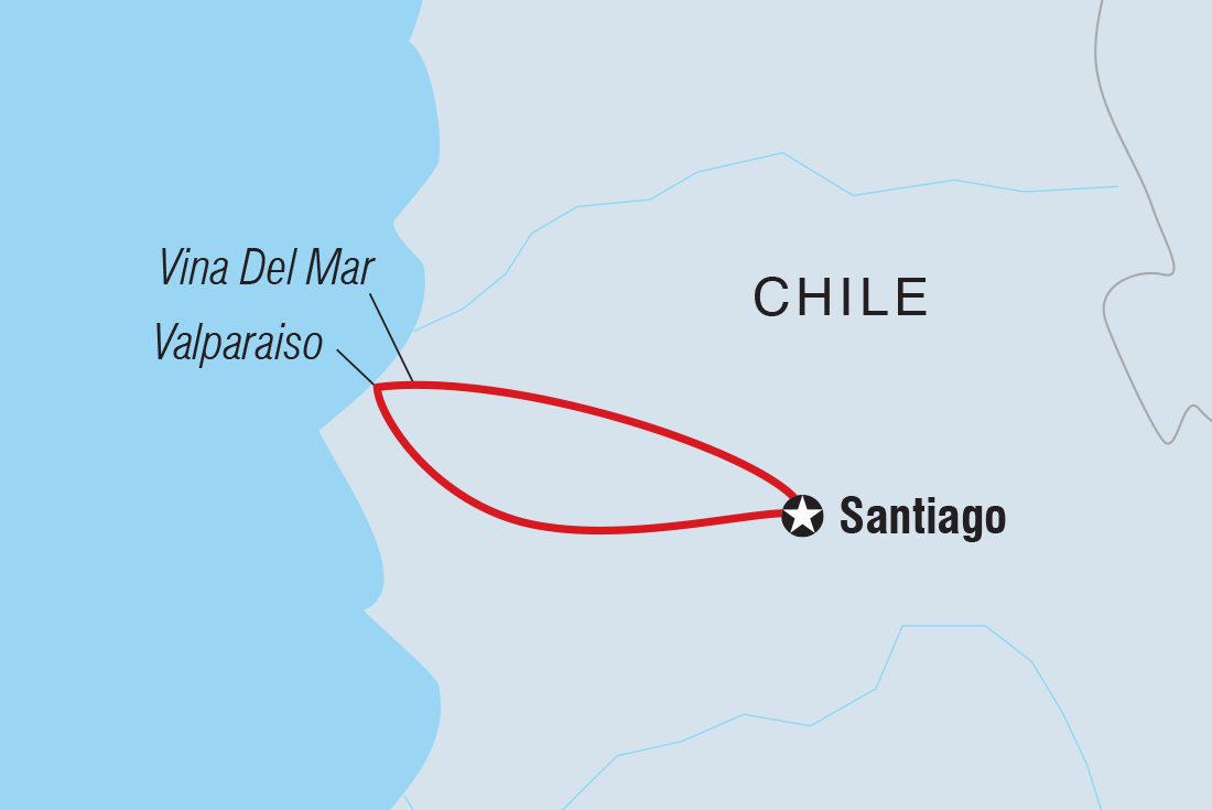 Map of Santiago Independent Short Break including Chile