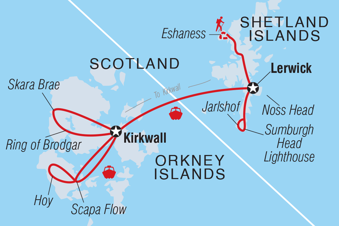 Map of Scotland's Shetland And Orkney Islands including United Kingdom