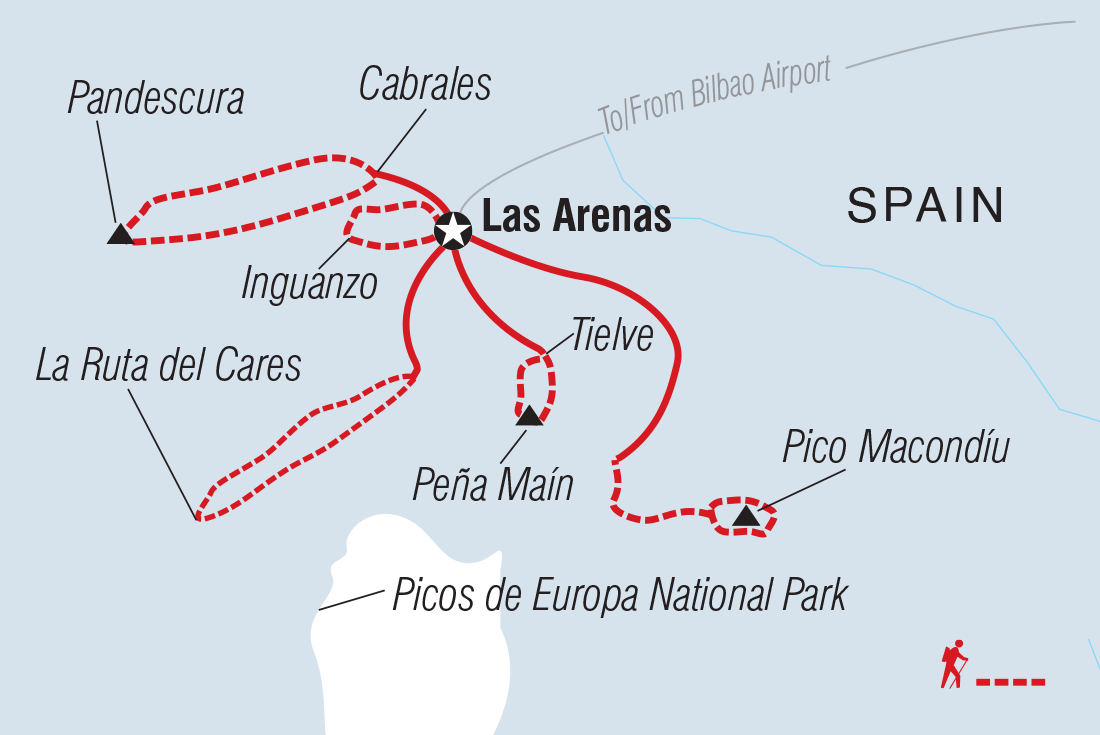 Map of Hiking In Picos De Europa including Spain
